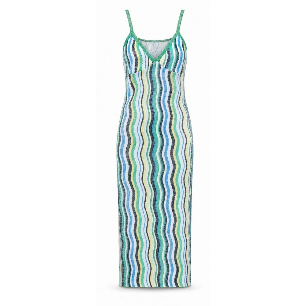 NWT Simon Miller Comet Candy Swirl Lurex Striped Midi Dress Size Large
